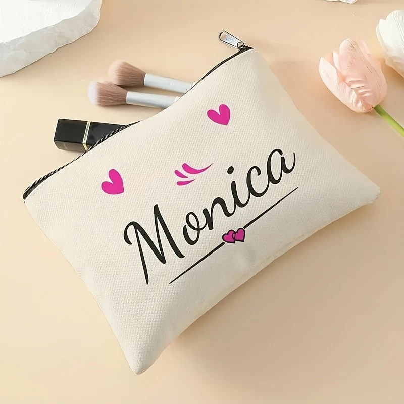 Custom Name Cosmetic Bag Secure Zipper Stylish Portable Travel Beauty Storage Pouch Thoughtful Personalized Gift For Women