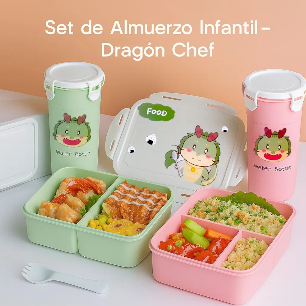Set de Tupper y Vaso, Fg-10 , Con diseño de dragón, set de caja de almuerzo y vaso aptos para microondas, ideal para trabajo en oficina, picnic, escuela.