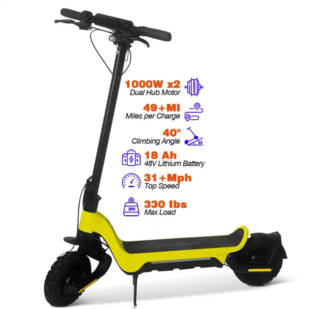 Fast Speed Dual Motor 18Ah LED Display 10 inch fat tire 50km/h Adult Electric Scooters Kickboard S9plus18