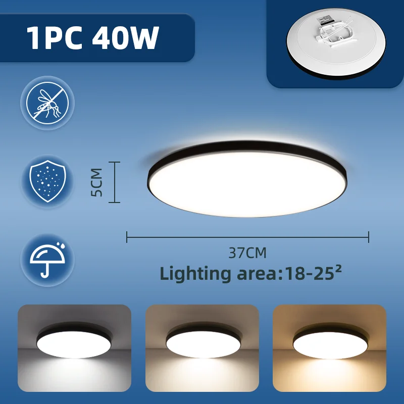 CHUANGYANG Wasserdichte Led Badezimmer Lampe Decke Licht Led Decke 18W 30W 40W Gold Decke Lampe Runde Für Küche wohnzimmer Toilette 220V 6
