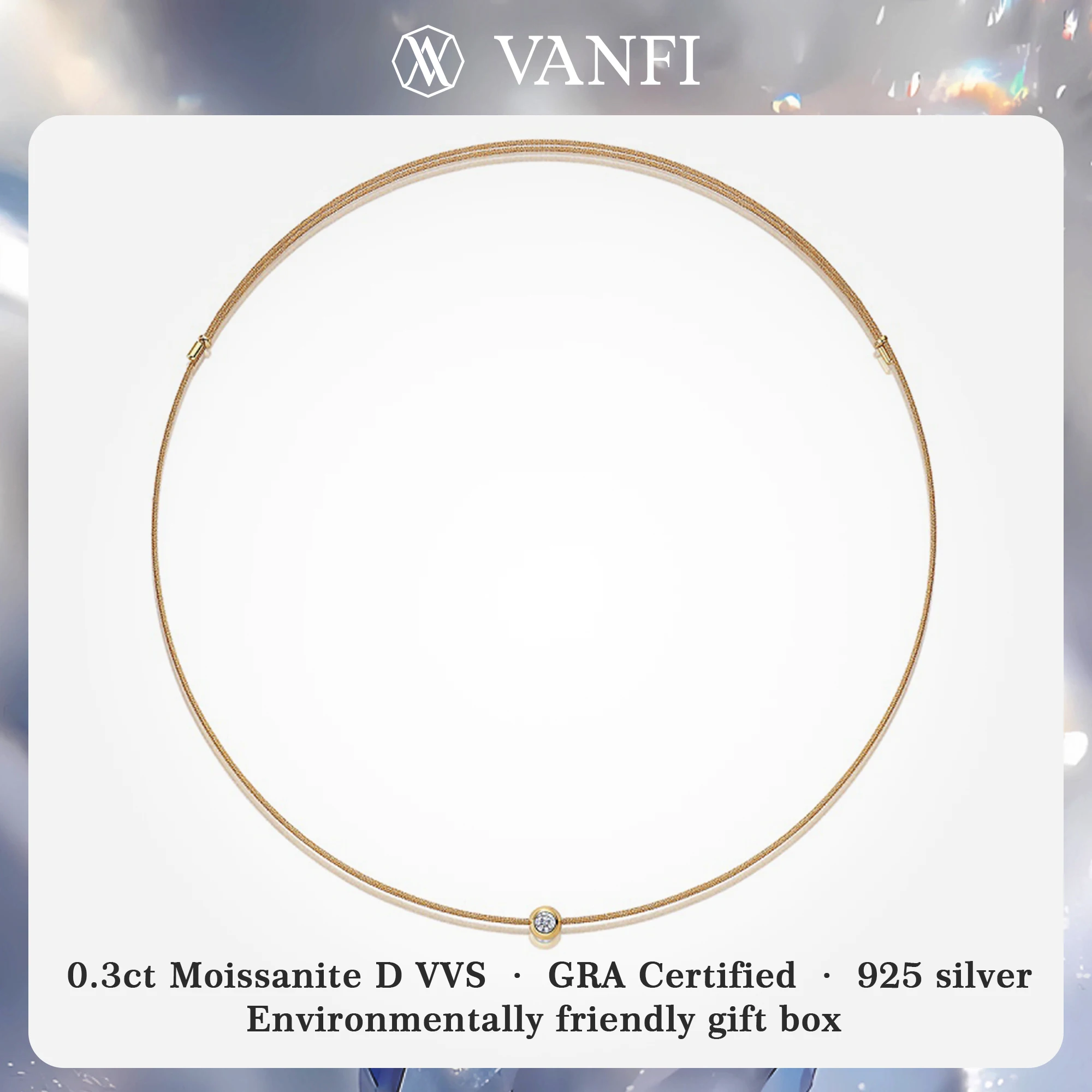 

Kfvanfi GRA 0.3ct Moissanite s925 sterling silver women's necklace plated with 18k gold banquet party collar lab diamond jewelry