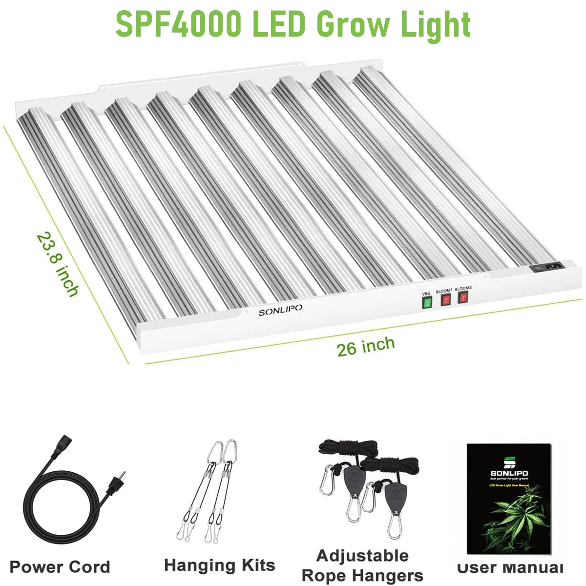 SPF4000 LED GROW LIGHT 400W 5X5FT COVERAGE, USE 1323PCS SAMSUNG DIODES SUNLIKE FULL SPECTRUM Oświetlenie roślin SWITCH GROWING LAMPS