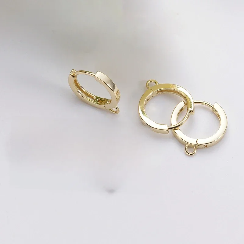14K vergulde messing oorbellen haken ronde hoepel oorbellen, oorbel armaturen, bevestigingsmiddelen voor oorbellen, DIY oorbel maken accessoires - afbeelding 2