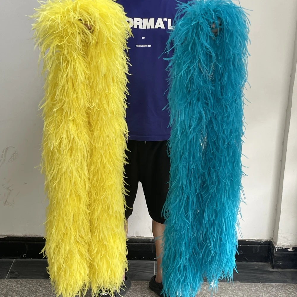 Customized 10Ply Yellow Ostrich Feather Boa 2Meters Ostrich Feathers Shawl for Wedding Decoration Home Party Plumage Trim Scarf