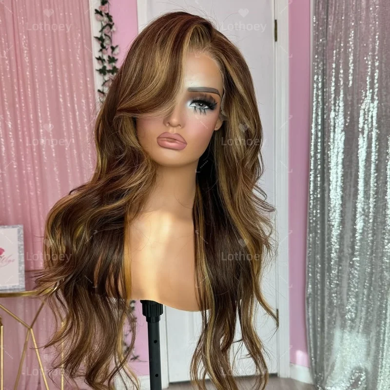 العسل البني الباروكات Omber الجسم موجة الشعر البشري الدانتيل الجبهة الباروكات للنساء 13X4 HD الدانتيل الشفاف شعر مستعار علوي السلس العصرية