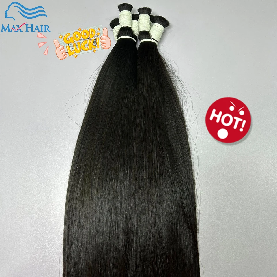 Human Hair Bulk 12A Double Drawn Braiding Straight Vietnam Indian Hair Vendor Virgin Bundles No Weft Natural Hair 100% Extension