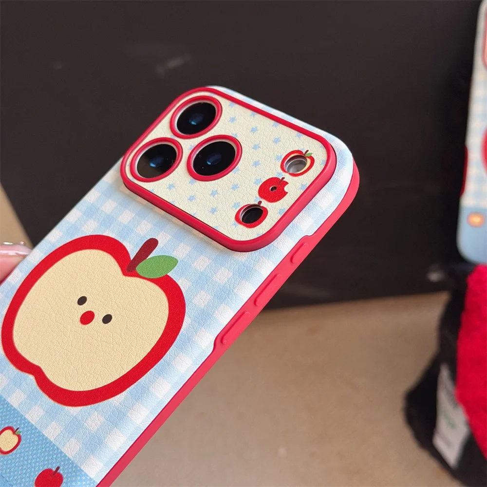 حافظة جلدية منقوشة ستار أبل لهاتف آيفون 17 برو 13 14 15 16 برو ماكس Fundas حافظات لطيفة كورية INS غطاء حماية لـ 17