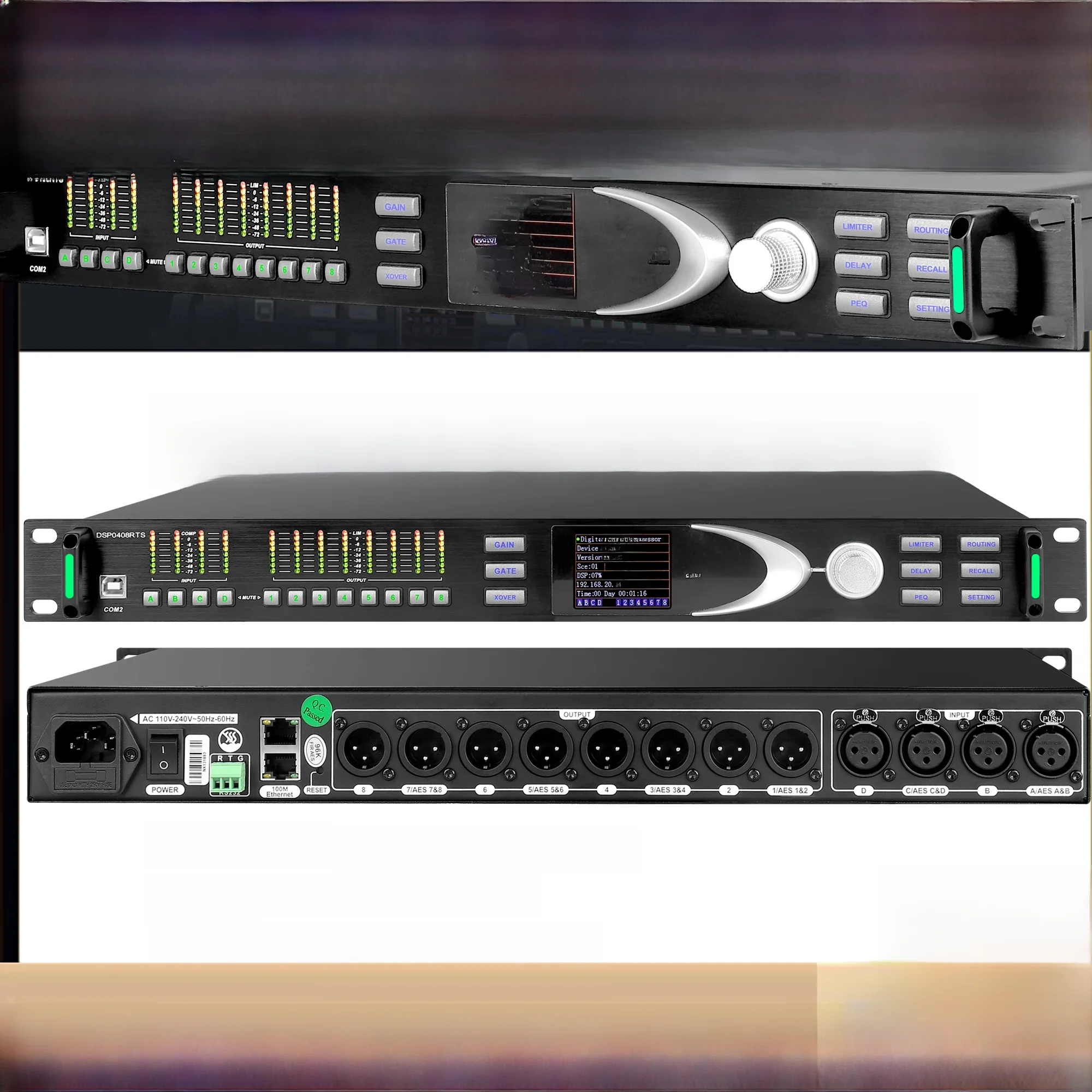 Paulkitson dsp0408rts profession eller digitaler Bühnen-Audio prozessor 96kHz 32-Bit-DSP-16-Band-EQ mit Aes-Tannen-Lautsprecher-Audio geräten