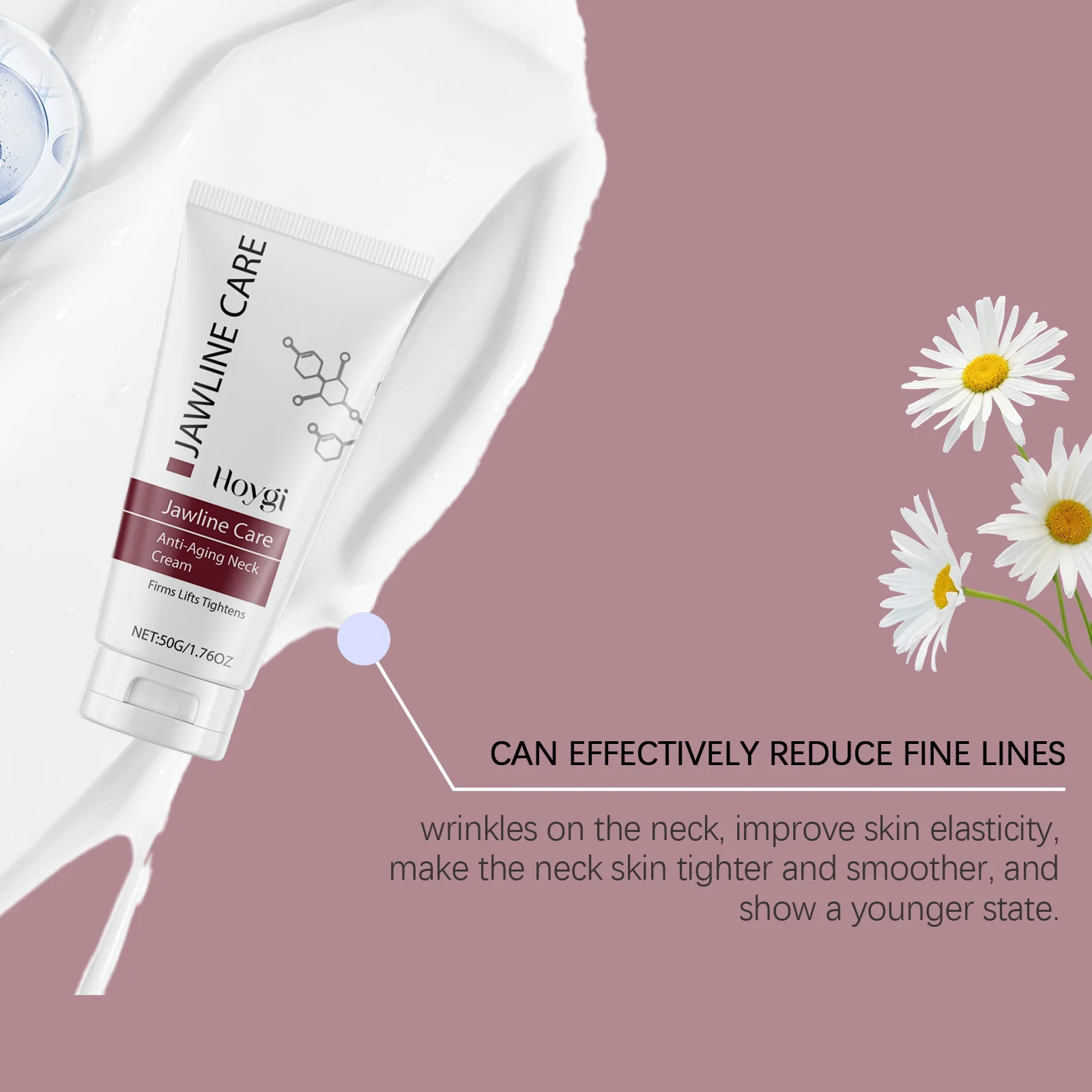 Hoygi 50g Tightening Neck Cream Jawline Care Tighten Double Chin Firming Moisturizer Neck Rejuvenation Shaping Swan Neck Cream - Image 4