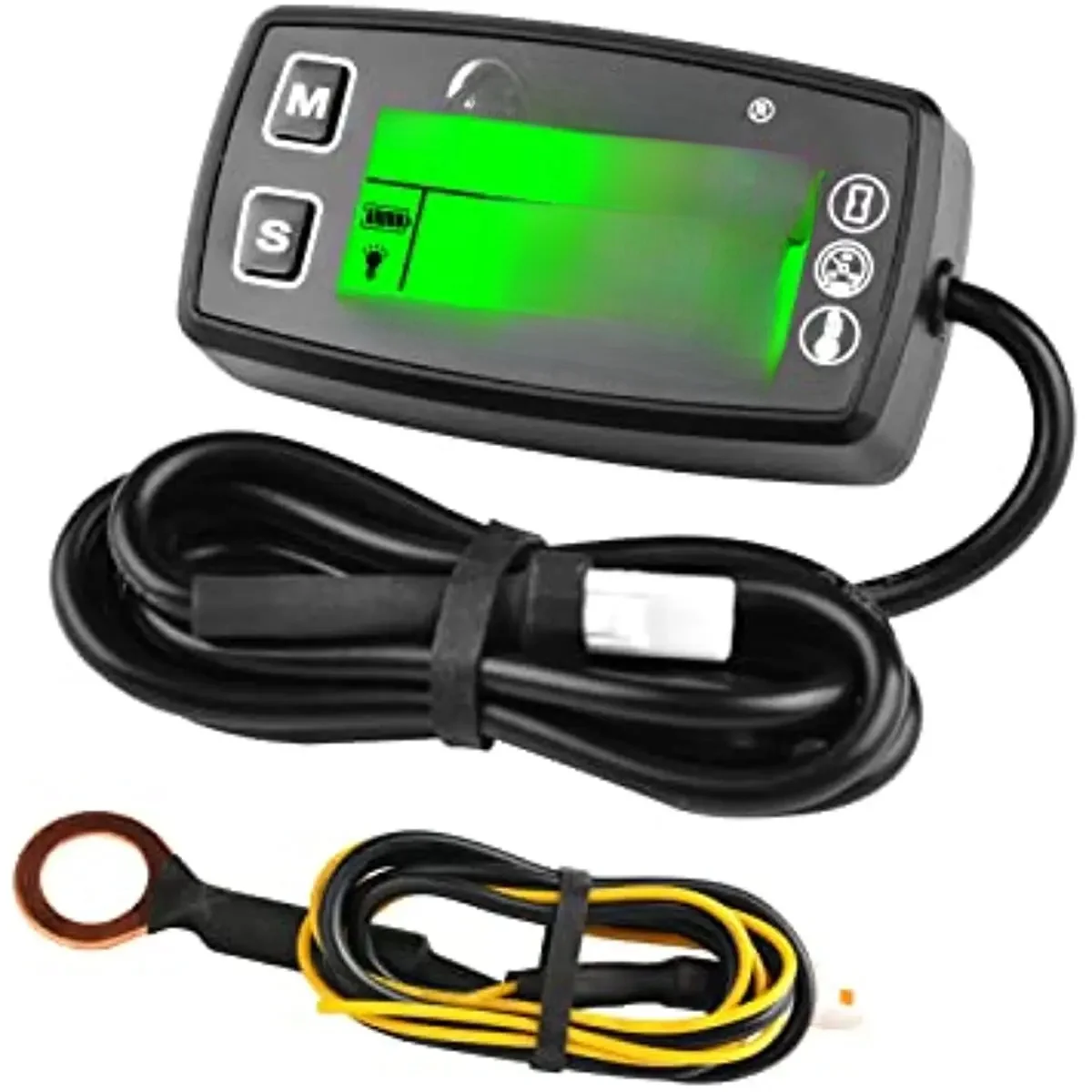 Digital Tach/Hour Meter,Engine Temperature Gauge,Alert RPM & Temp,Backlights Display for Lawn Tractor Compressor Generator Snowm