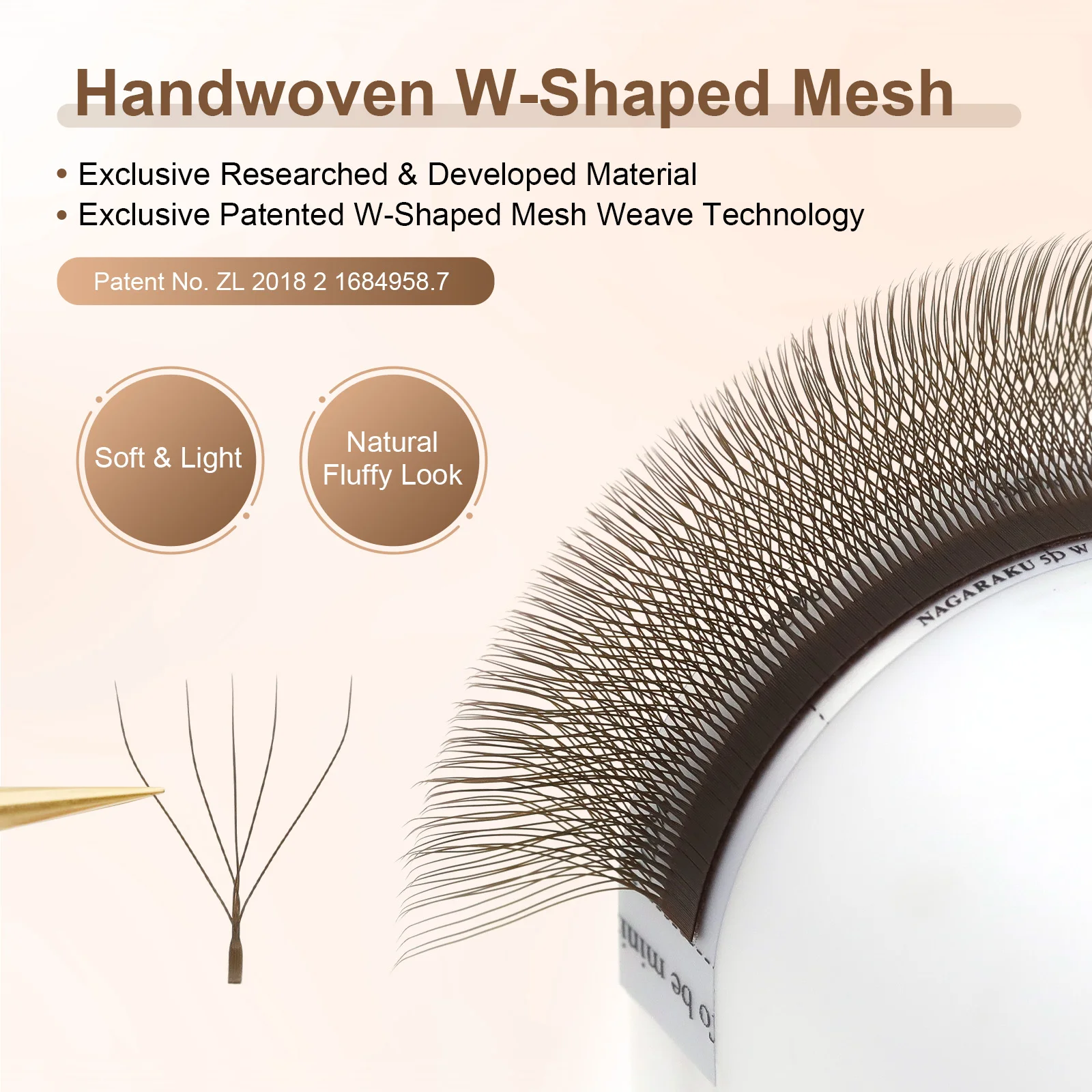 NAGARAKU Braun Dunkelbraun 3D/4D/5D W-Form Handgewebte Vorgefertigte Fächer-Wimpernverlängerungen Volle Wimpern Natürlich Weich Leicht Matt Dicht – Detail 15