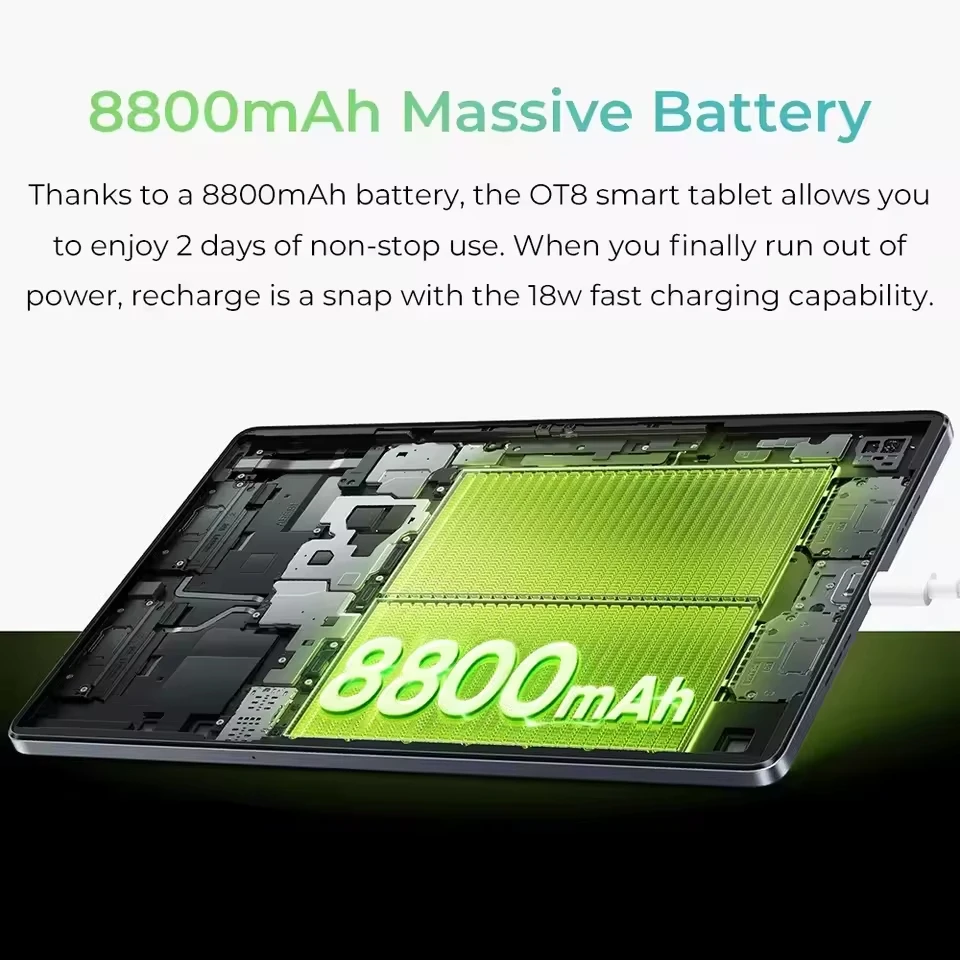 جهاز لوحي Oukitel OT8 الذكي بشاشة 2k غامرة مقاس 111 بوصة وذاكرة وصول عشوائي (RAM) سعة 30 جيجابايت (6 + 24) وذاكرة قراءة فقط سعة 256 جيجابايت وبطارية 8800 مللي أمبير في الساعة ونظام تحديد المواقع العالمي (GPS) وشريحتي ا #4