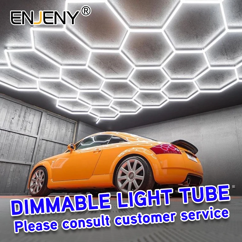 Led garage Hexagon Hex-grid Light Bar Ceiling panels Honeycomb Detailing Lamp Car Wash Repair Station Auto Workshop Illumination