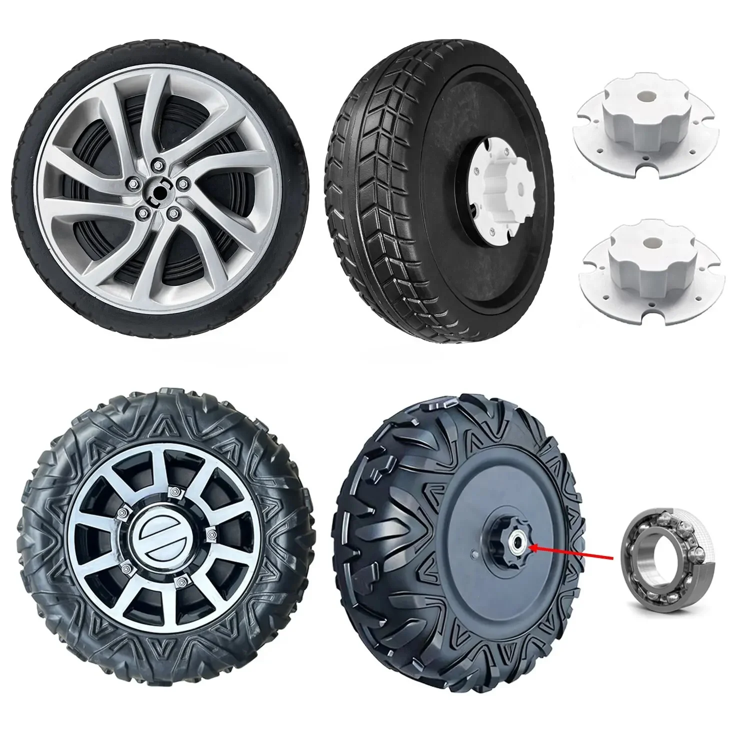 Pneu en caoutchouc solide PU 33CM/13 ''25CM/10'', pour enfants, roues électriques pour voiture jouet Pièce de mise à niveau des roues de pneus Alligator