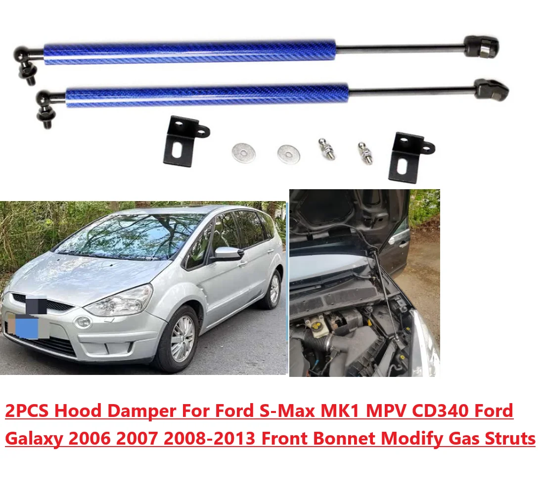 

2PCS Hood Damper For Ford S-Max 1th MPV CD340 Ford Galaxy 2005-2013 Front Bonnet Modify Gas Struts Lift Support Shock Piston Rod