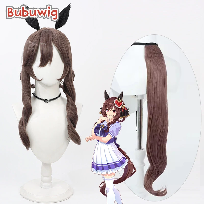 

Синтетические парики Bubuwig Gentildonna для косплея с ушками и хвостом Uma musume: Pretty Derby Gentildonna, коричневый парик, термостойкий.
