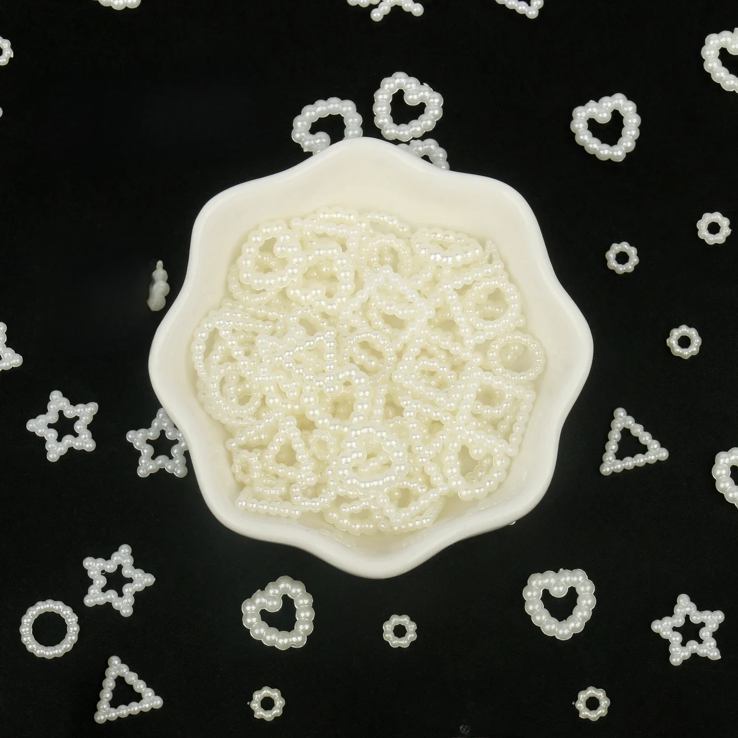 100 stücke 10mm Flache Perlen Herz Stern Form Perlen Handwerk Nachahmung Perlen Flatback Für Kunst