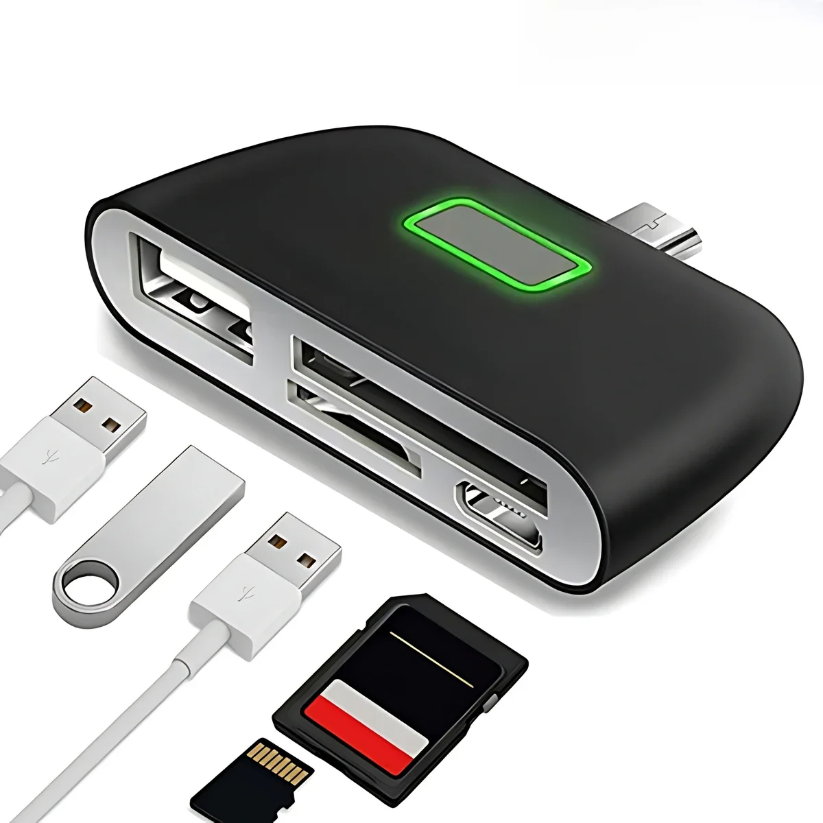 STONEGO Smart 4-in-1 Multifunctional Phone Durable High-speed TF Micro SD with Micro USB Charging Port USB 3.1 Universal Adap