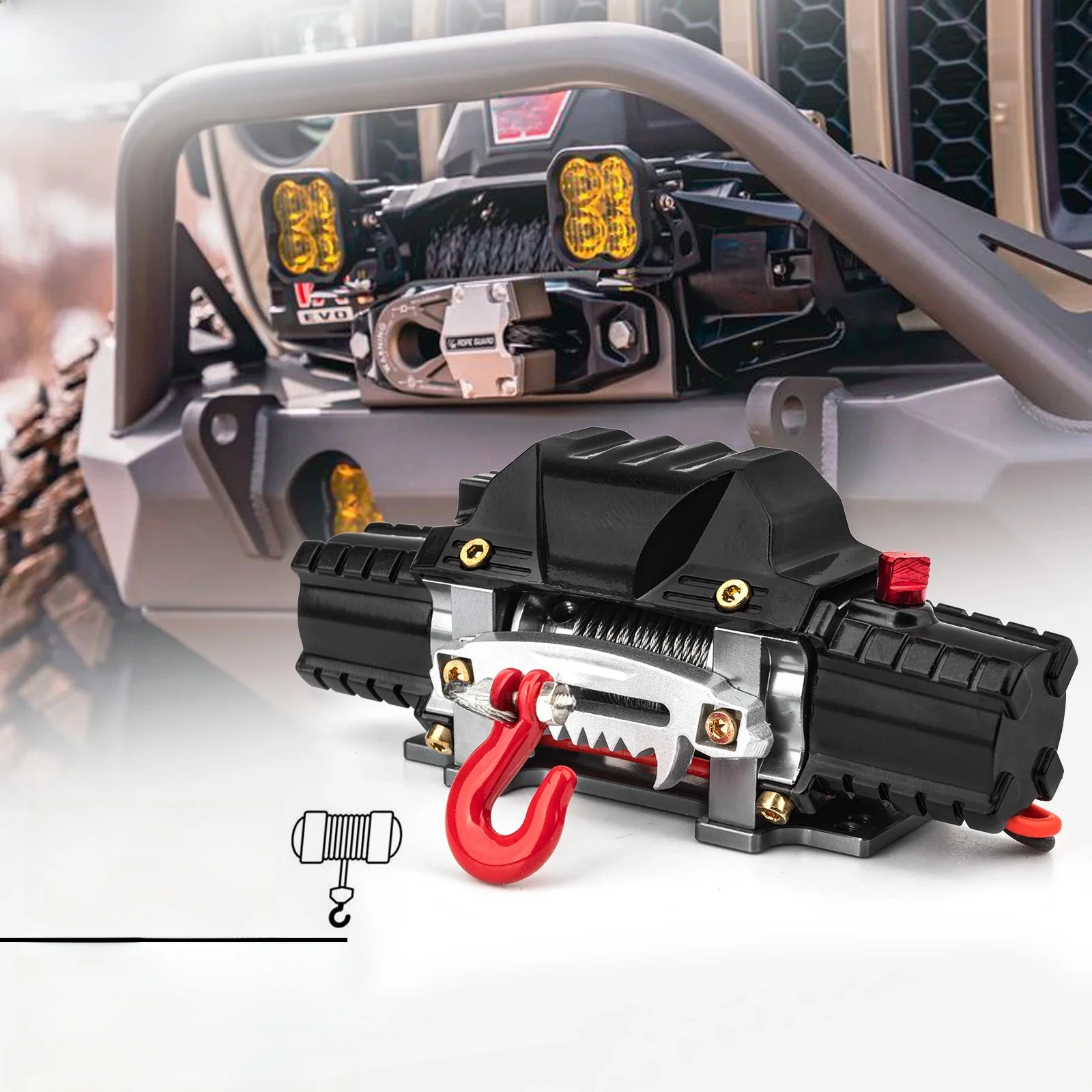 Rc Metalen Lier 8-15Kg Dubbele Motor Gesimuleerde Automatische Lier Voor 1/10 Rc Rupswagen Axiaal Scx10 Trx4 D110 Tamiya - afbeelding 2