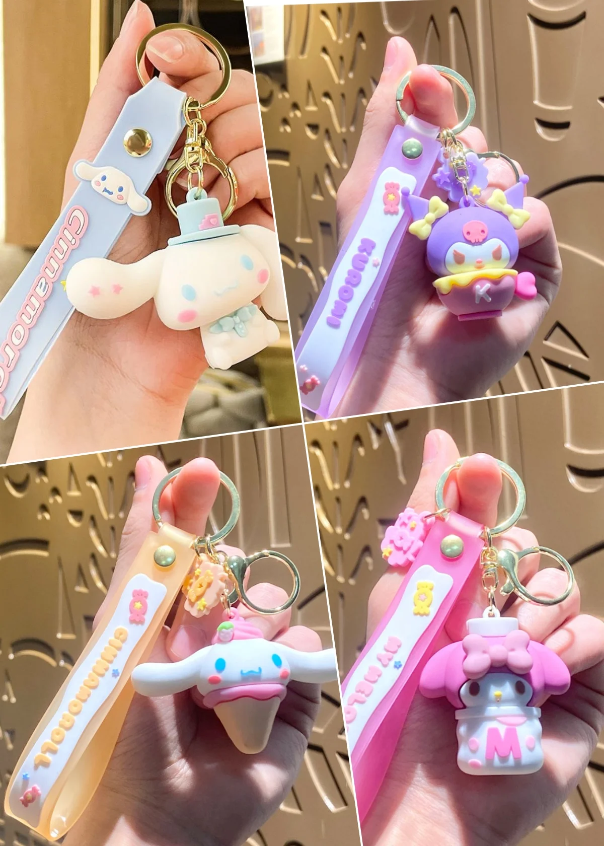

Брелок Sanrio с мультяшной фигуркой Hello Kitty Melody Kuromi для пары подвесок для рюкзака автомобильного ключа декоративная маленькая Подарочная цепочка детские подарки