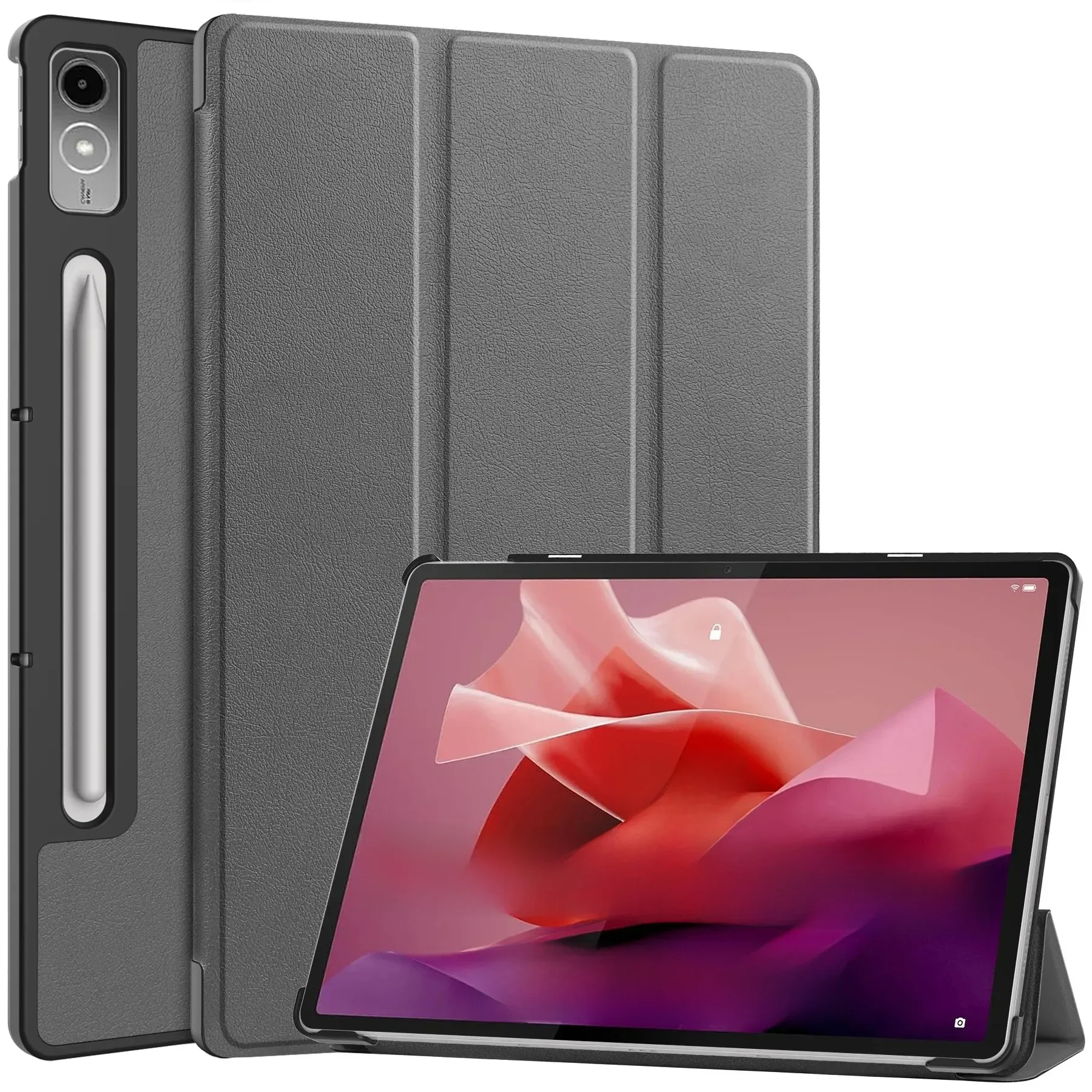 Capa magnética inteligente para Lenovo, suporte tri-dobrável, caso Lenovo Tab P12, 12,7 in, 2023,