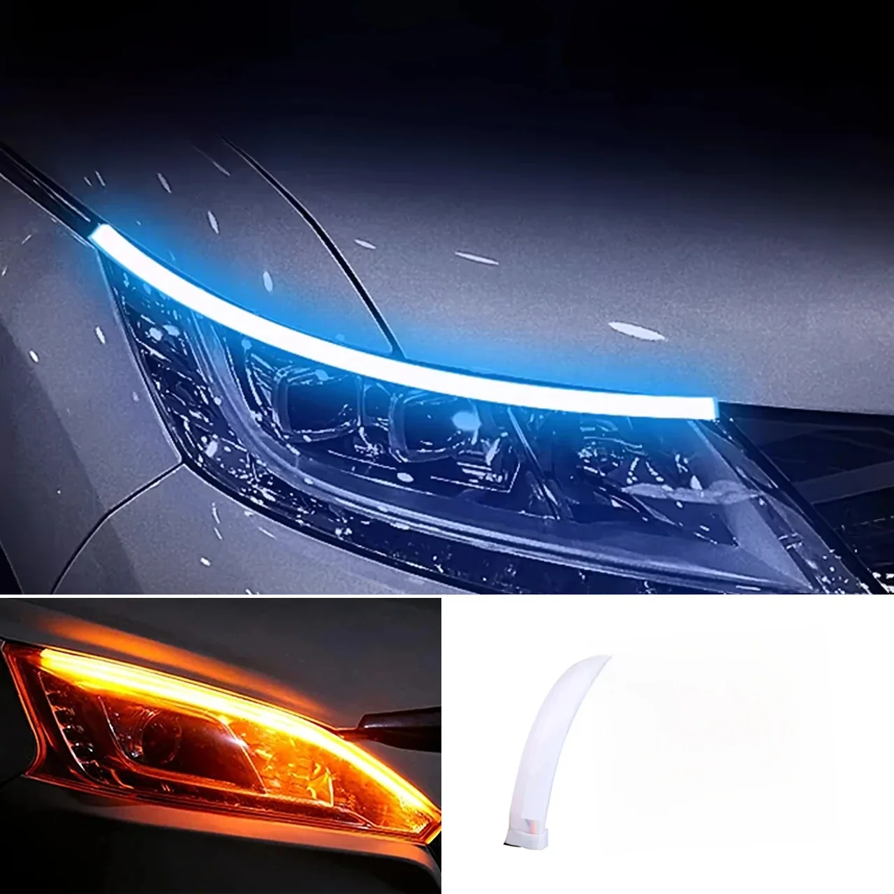 1Pc LED DRL voiture course lumière Flexible bande étanche Auto phares blanc clignotant frein flux lumières voiture style 12V
