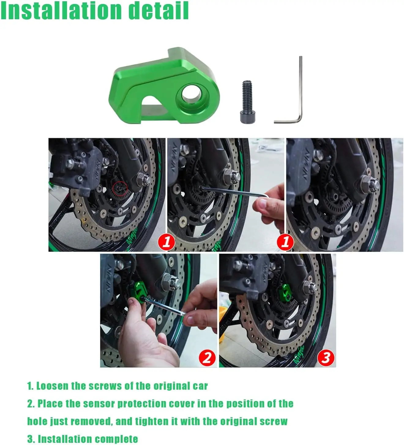 واقي مستشعر ABS للدراجات النارية، غطاء مستشعر ABS للدراجة النارية Ninja400/حامي CNC جميع عملية الألومنيوم قوية ومتينة