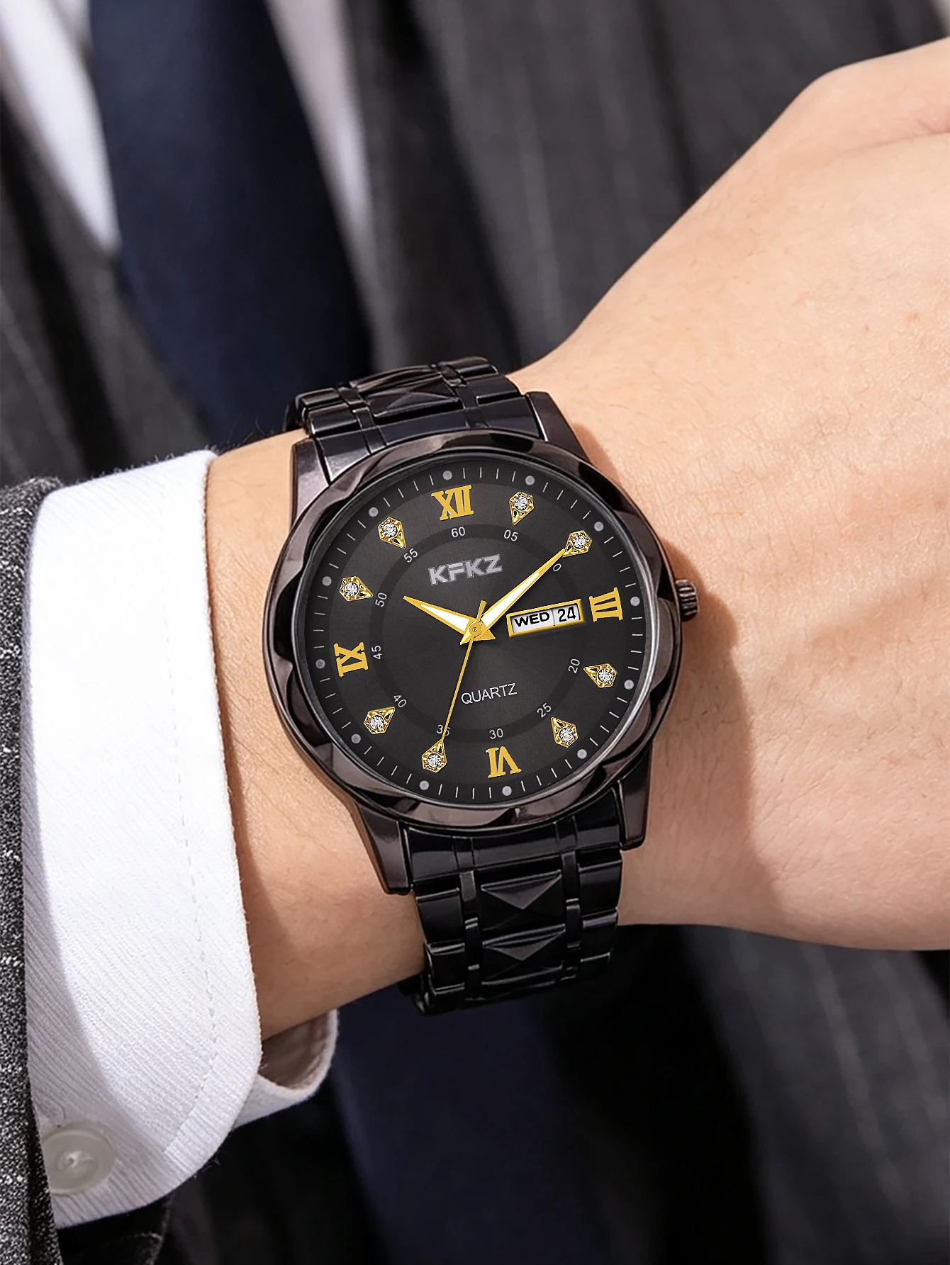 1 Men's Business Fashion Quartz Watch, with Analog Display, Calendar and Day-Of-The-Week Function, a Must-Have Accessory for Business Trips, Also a Good Choice as a Holiday Gift, for Father, for Boyfriend.