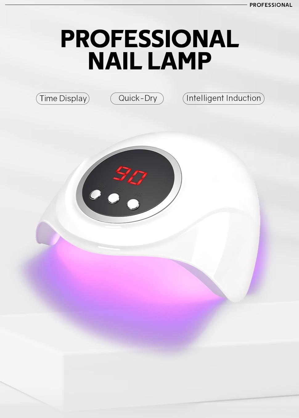 مصباح أظافر احترافي مع شاشة LCD عالية الدقة كبيرة الحجم، 24 خرزة إضاءة مزدوجة LED للعلاج السريع، مستشعر ذكي بالأشعة تحت الحمراء لجميع الأظافر
