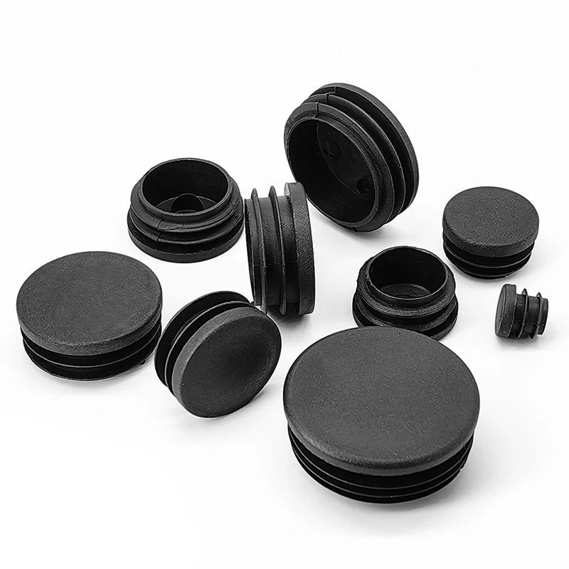 Insertos redondos de plástico negro de 10mm-140mm, tapas de tapón, tubo de 10-100mm, 1/4/10/20/50/100 piezas