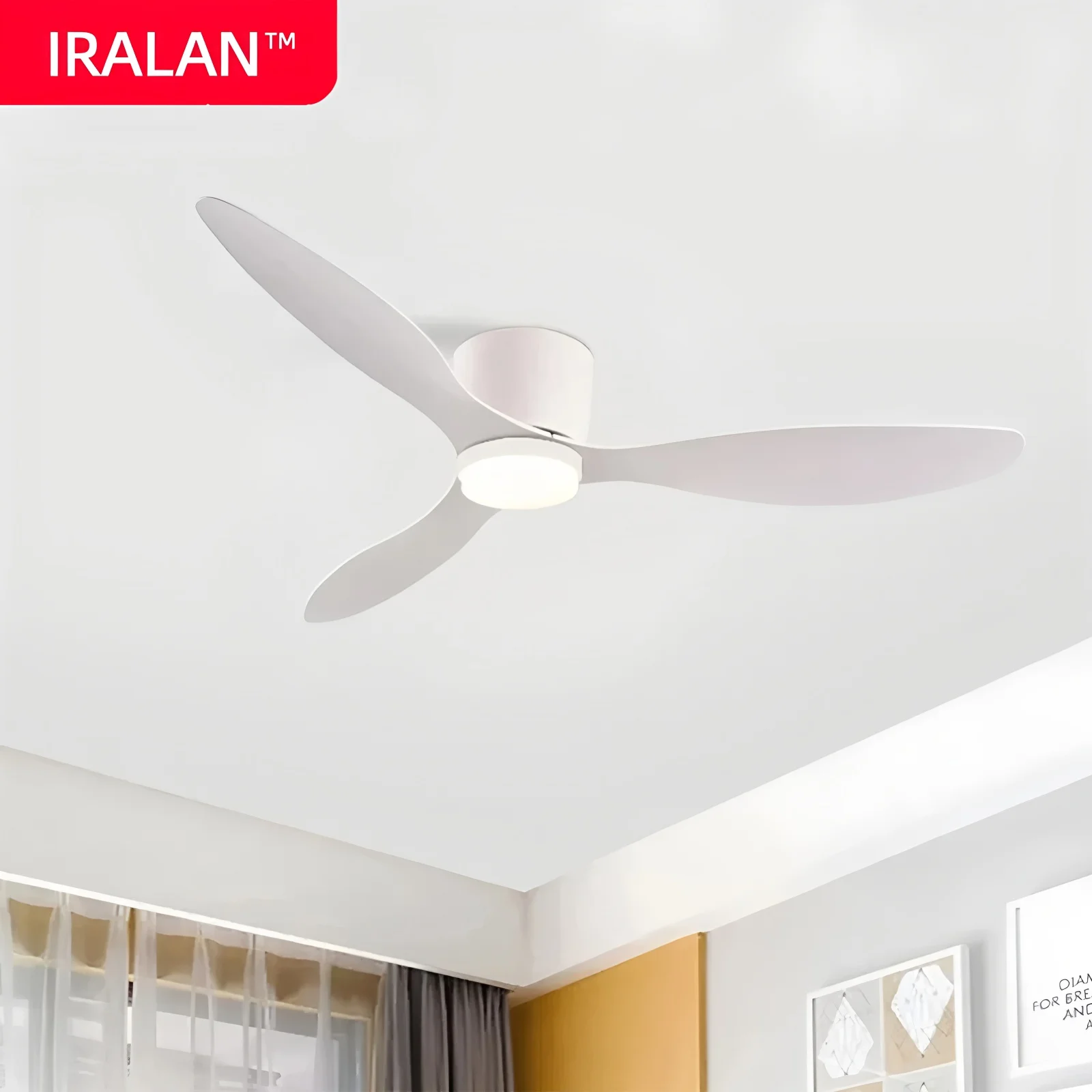 IRALAN Ventilatori da soffitto moderni a pavimento basso Ventilatore da soffitto DC 30W con telecomando Ventilatore da soffitto semplice per la casa con luci