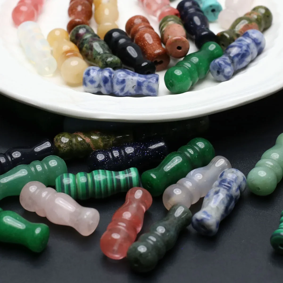 3 Stück Naturstein Perlen lose Spacer Würfel Loch Perle für Schmuck machen DIY Frauen Halskette