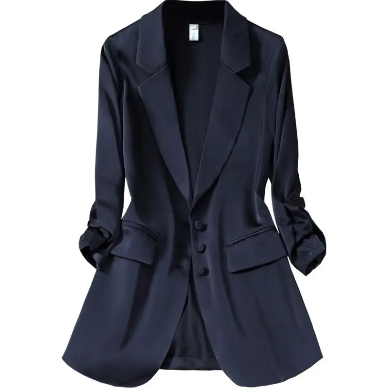 

Women's Commuter Leisure Sunscreen Acetic Acid Professional Suit Coat Spring/Summer Navy Apricot Black 4XL Thin Female Blazers