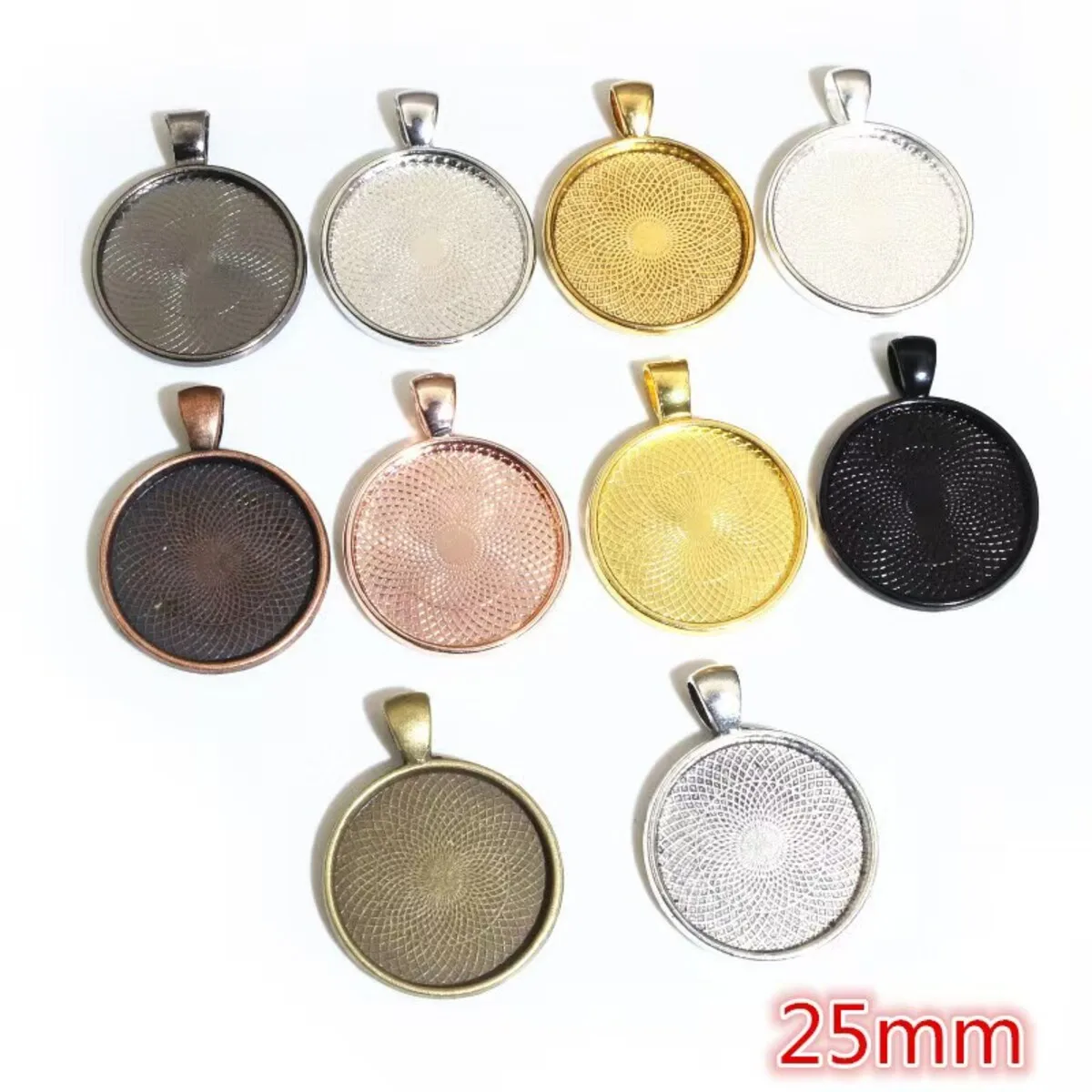 Inner Size 10 Colors Plated Classic pattern series Fit 20 25 30mm Glass Cabochon Base Setting Tray image 5