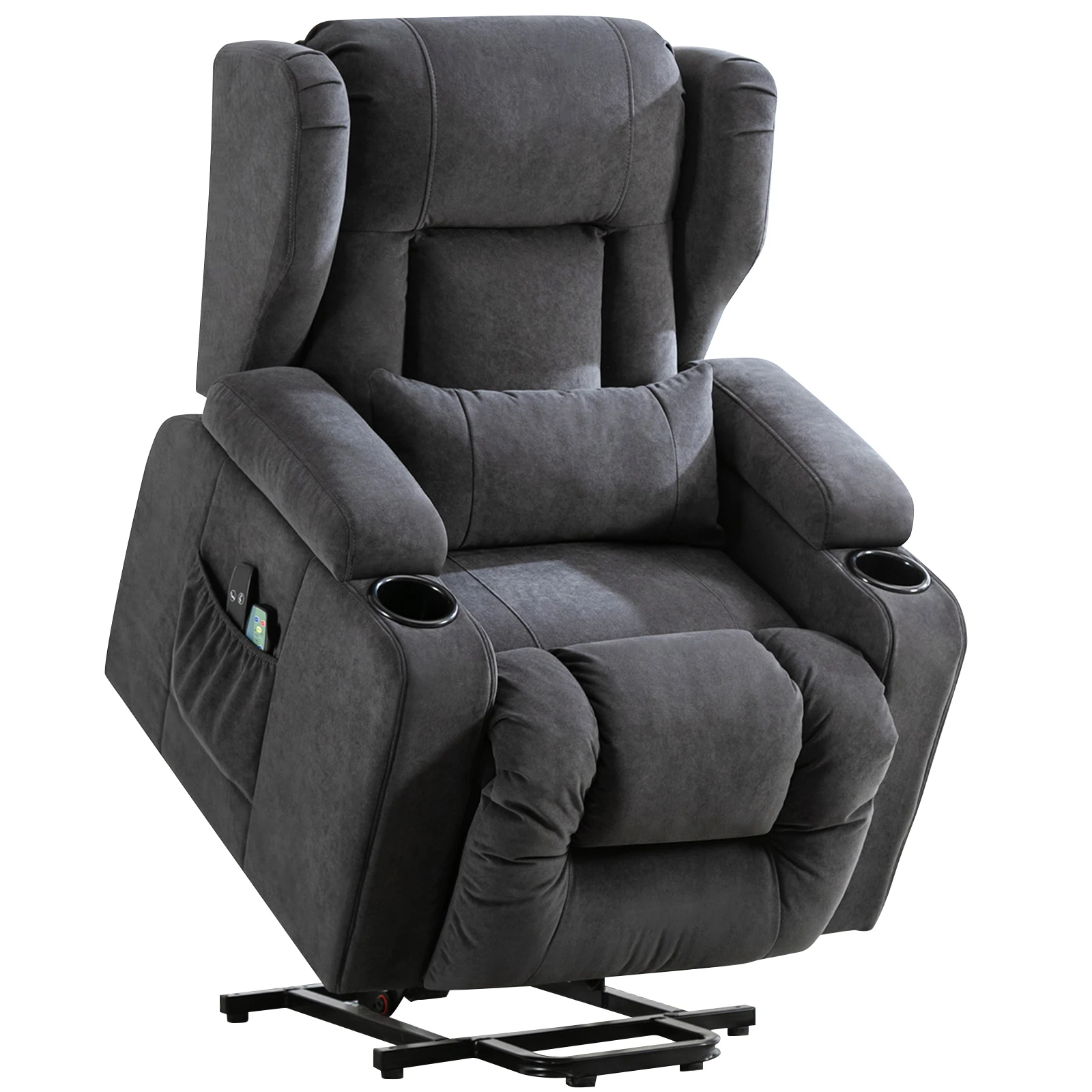 COMHOMA Fauteuil de relaxation Fauteuil de massage Stand Up Aid avec surface en tissu Fauteuil TV électrique avec fonction inclinable Stand-Up Aid