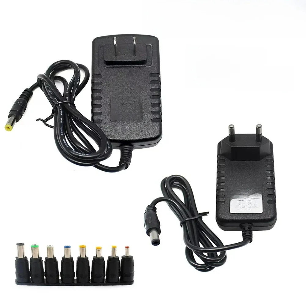 Adaptateur d'alimentation chargeur DC 5V 6V 9V 12V 2A, AC 110V 220V AC DC adaptateur d'alimentation convertisseur de prise DC EU US avec 8 pièces prise de connexion