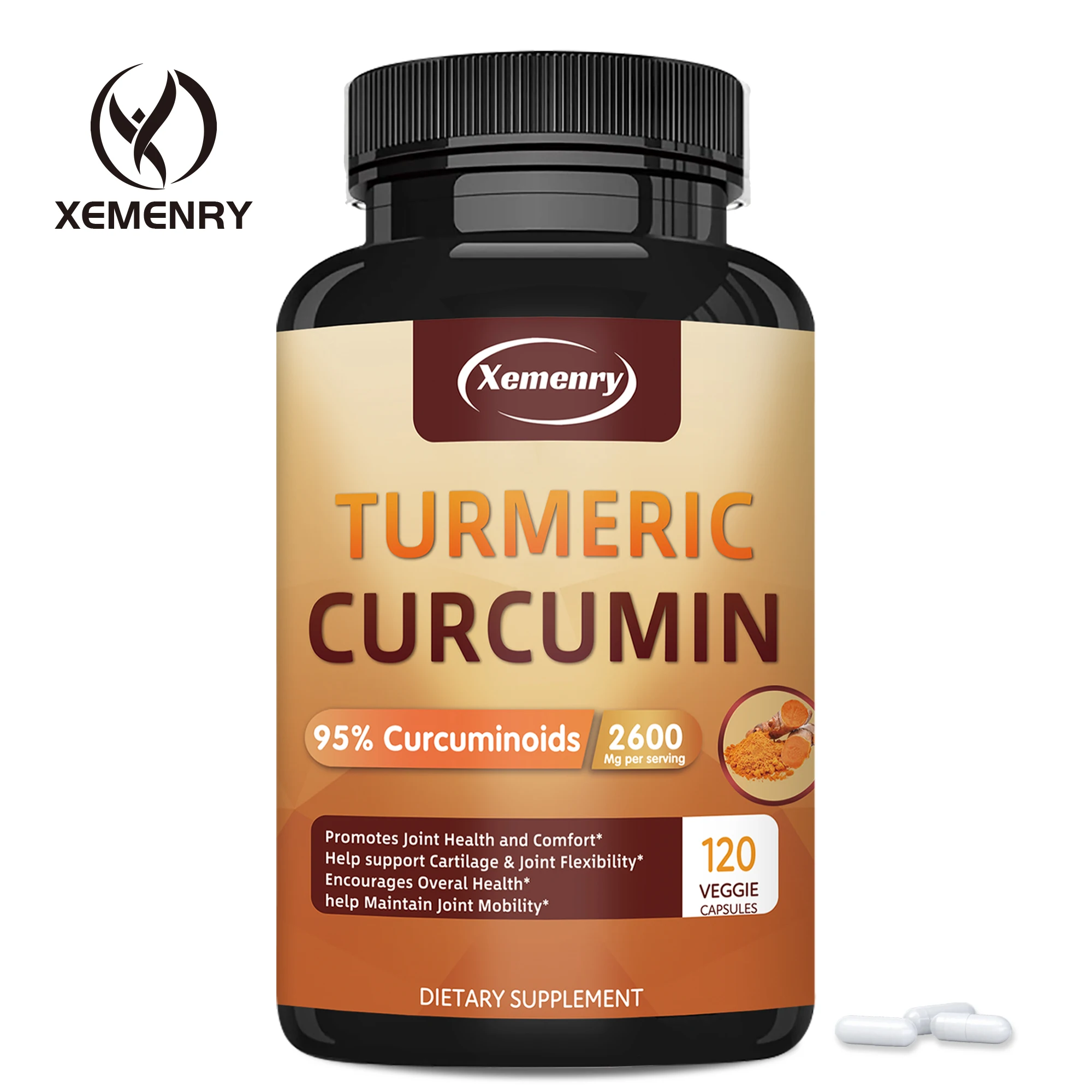 Turmeric Curcumin Capsules - with 95% Curcuminoids - Joint & Healthy Inflammation Support - 120 Capsules