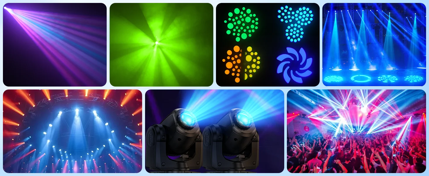 GWONG 4Pcs 120W Moving Head Light 3Prism Beam Gobo Stage Lights DMX512 Voice Control Spotlights For Disco KTV Nightclub Wedding