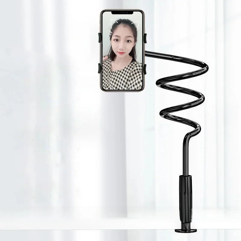 Support de téléphone portable de chevet flexible à bras long col de cygne avec poignée pour diffusion en direct