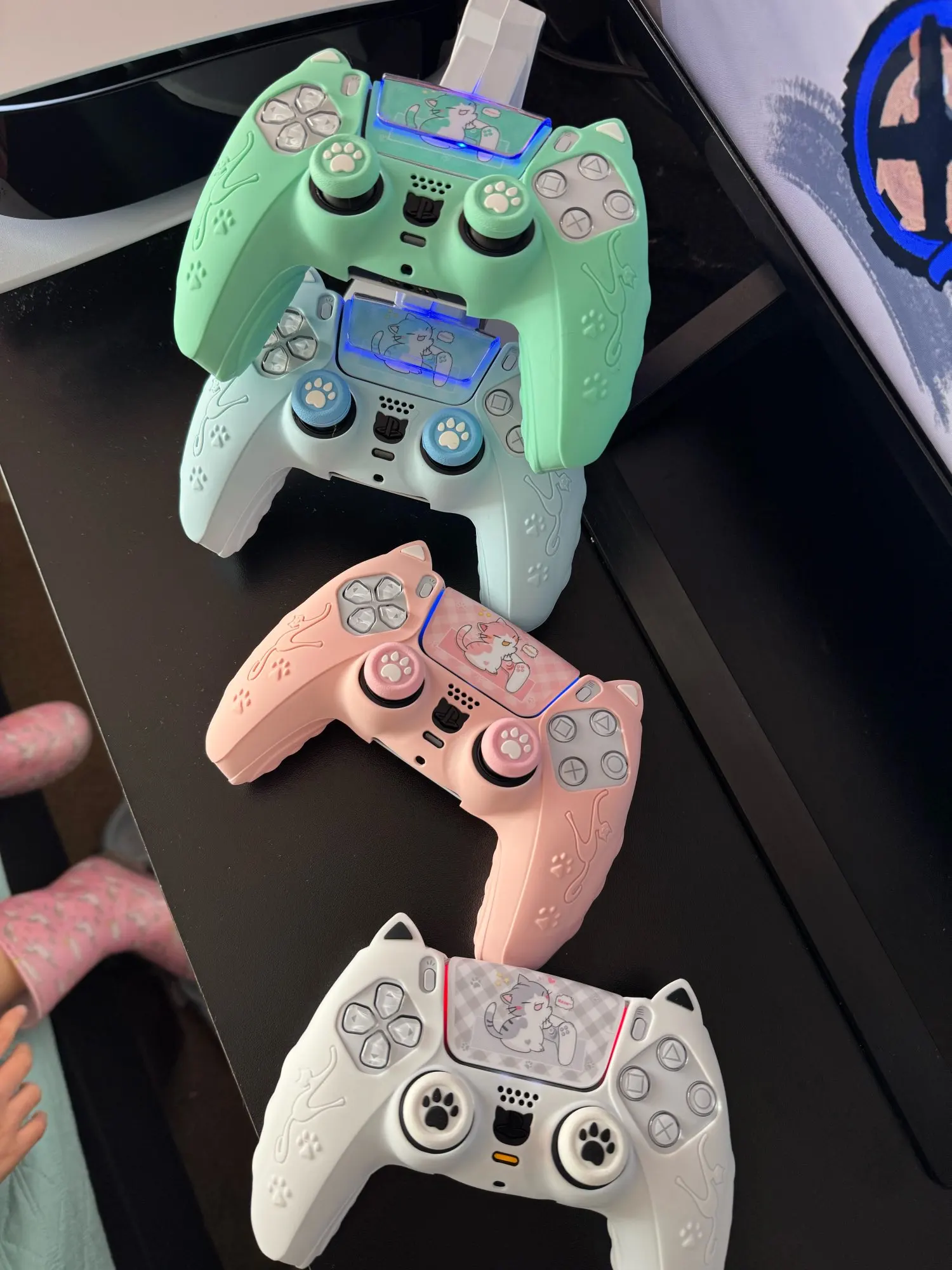 Pack Custom Chat PS5 DualSense – Housse Silicone, Grips Pattes de Chat & Stickers
