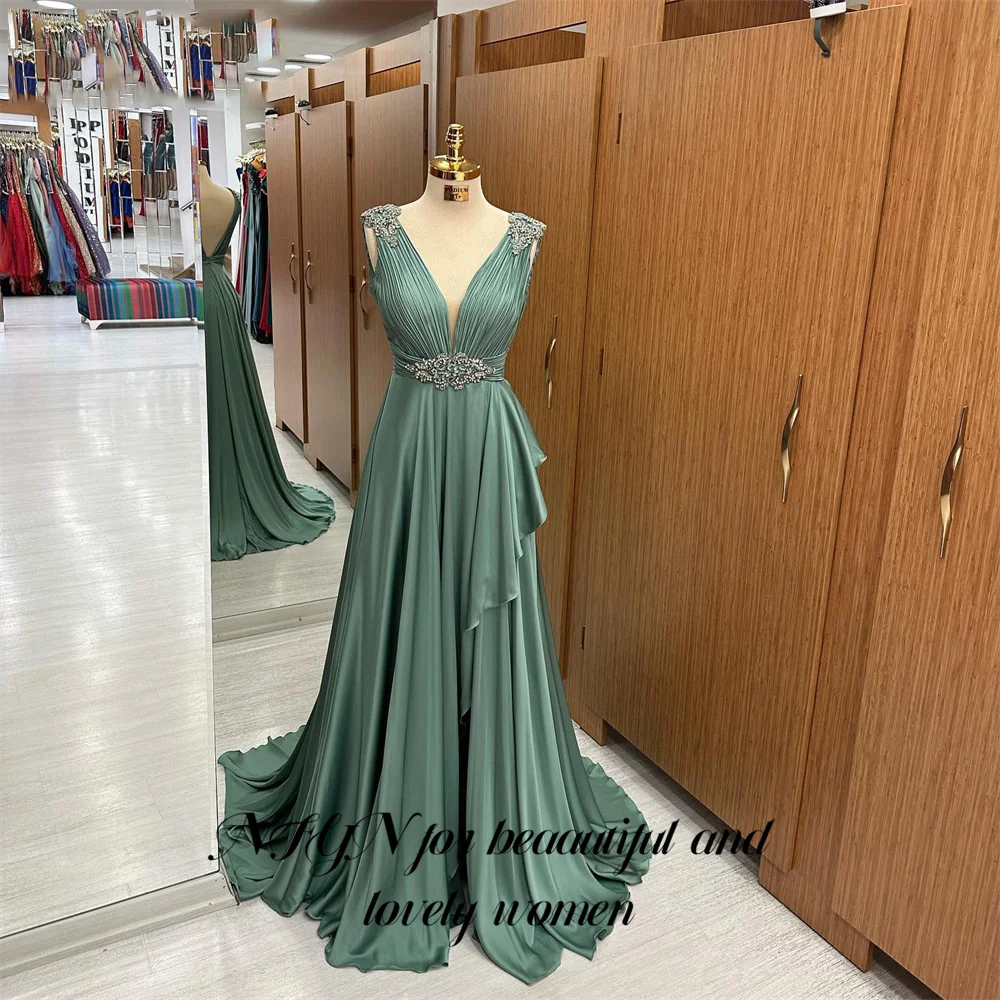 

NFYN Tank Elegant Wedding Party Dress V Neck Sequin Celebrity Dress Soft Stain Special Occasion Dress robes du soir Customized