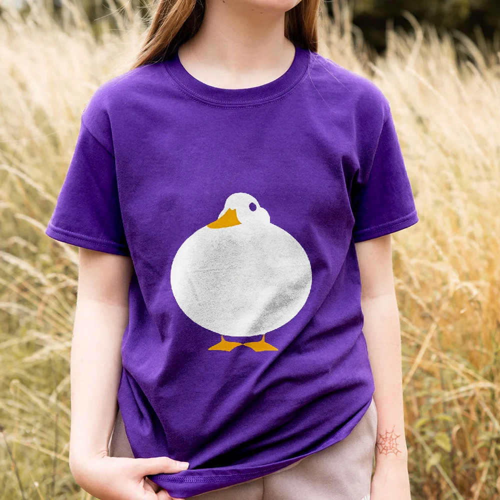 

Женская футболка с круглым вырезом и модным принтом утки, дизайн белых уток, летняя одежда для женщин, повседневный топ с короткими рукавами