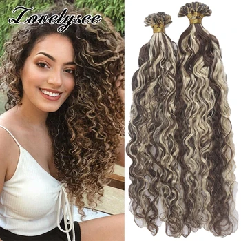 V-Spitze Echte menschliche natürliche Haarverlängerungen Wasserwelle Keratin Kapsel Echthaarverlängerungen Europäisches Remy Echthaar für Frau