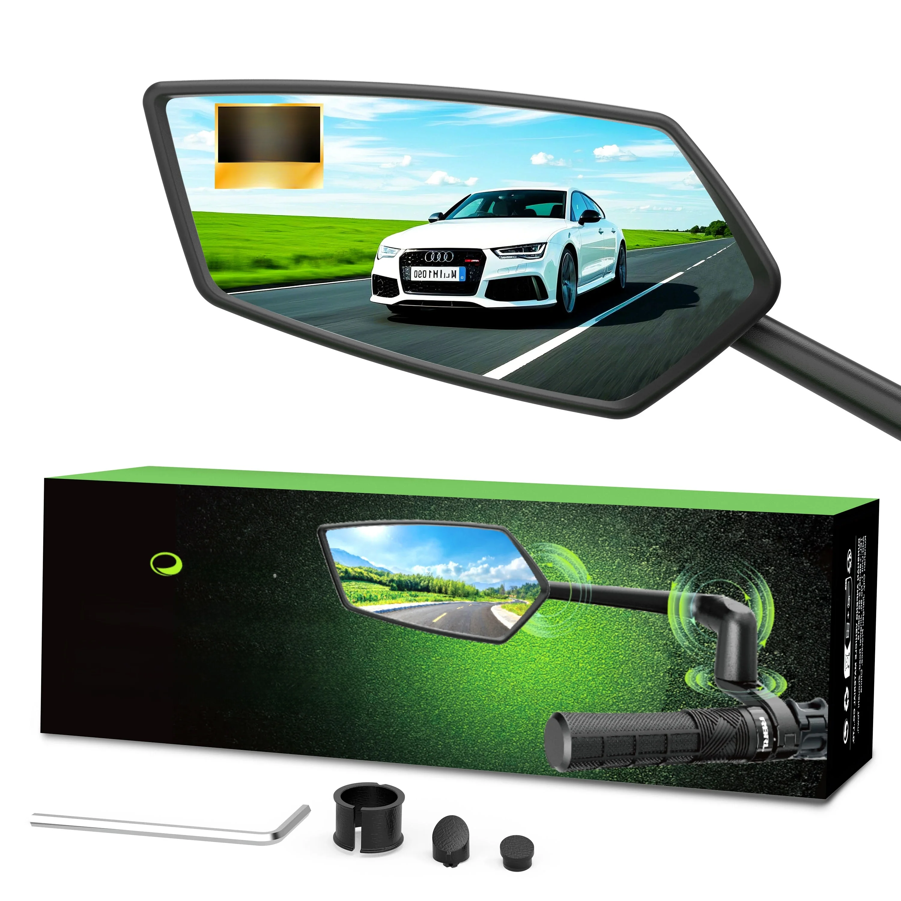 AliExpress NONE RBRL Wide Angle Bike Mirror Handlebar Ultra Clear Left Right Rearview mirror with Extended Mirror Arm for Electric Scooter