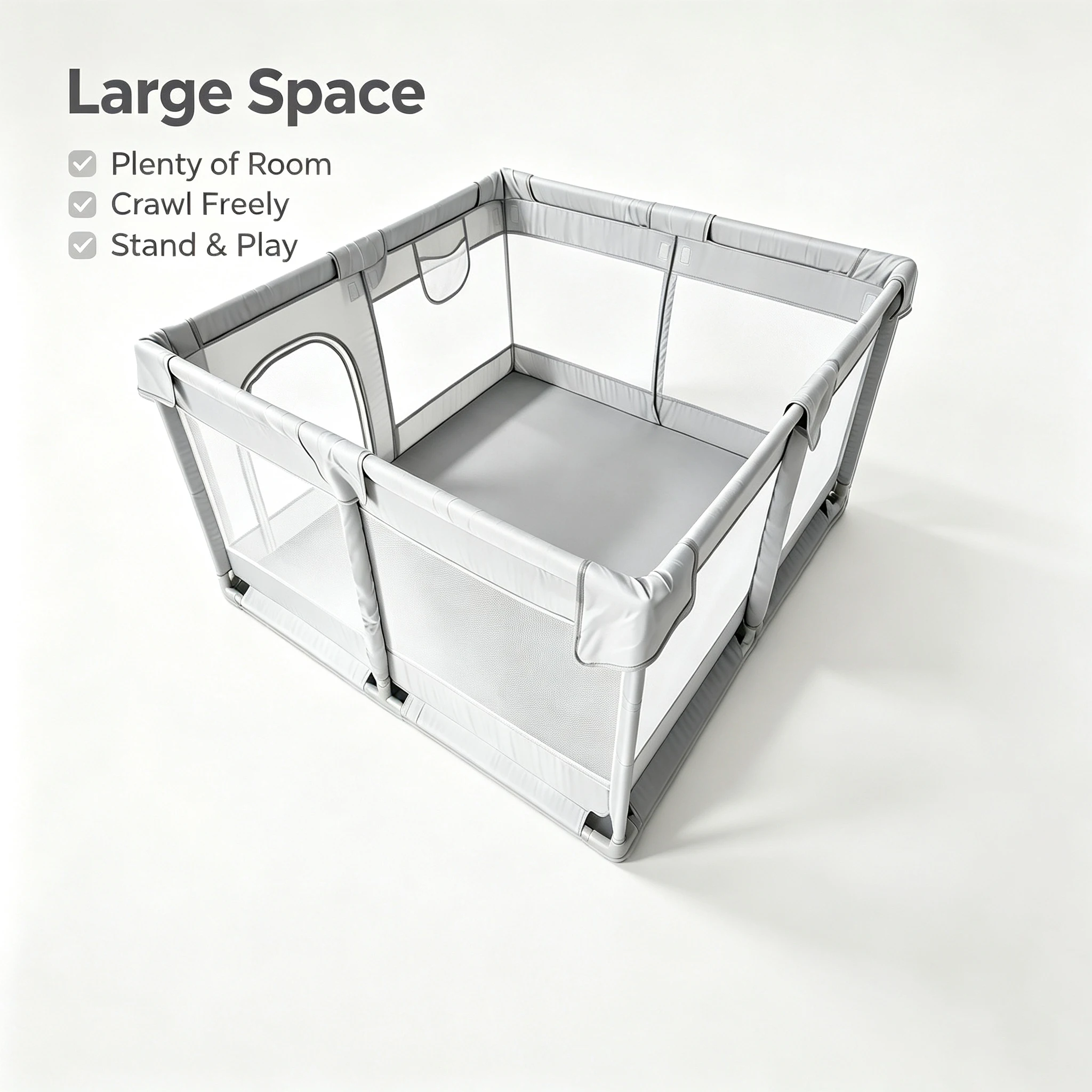 47×47×27 Inch Large Baby Playpen with Breathable Mesh, Anti-Slip Mat & Safety Fence, Portable Toddler Activity Play Yard for Infants, Easy Setup Indoor Outdoor Baby Play Area