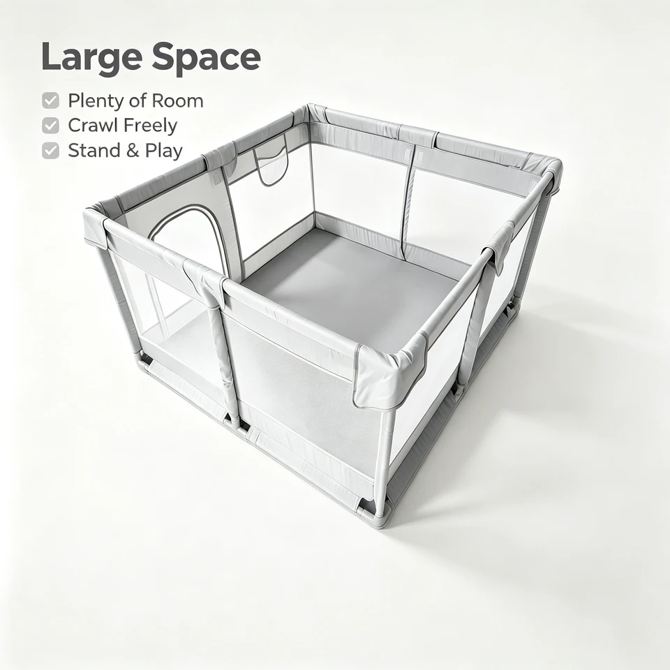 Large Portable Baby Playpen with Breathable Mesh