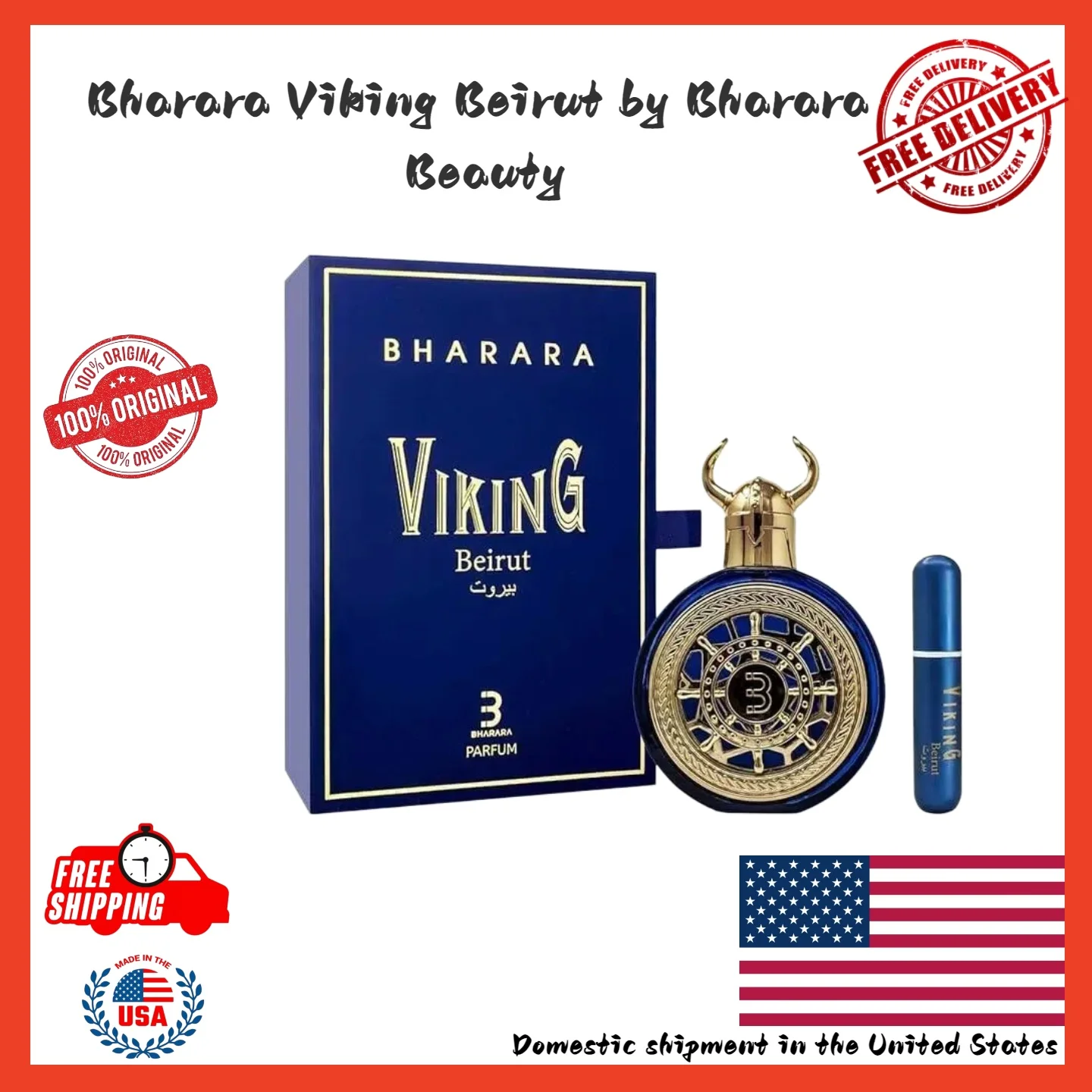 

Парфюмерная вода Bharara Viking Beirut унисекс, 100 мл, новая, в запечатанной упаковке, элитный парфюм, подарок на день рождения или День святого Валентина