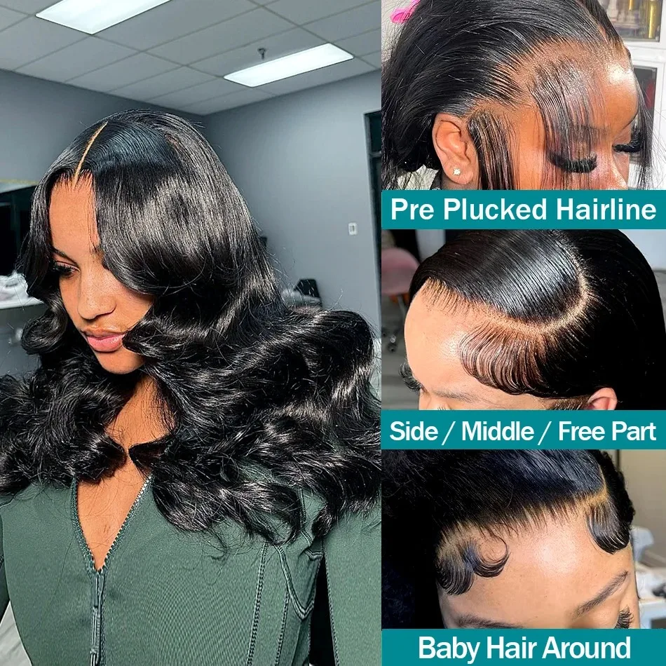 MELODIE 16 Inch Bob Human Hair Wigs 13x6 HD Transparent Lace Front Body Wave 13x4 Lace Frontal 5x5 Closure Wig 200% For Women