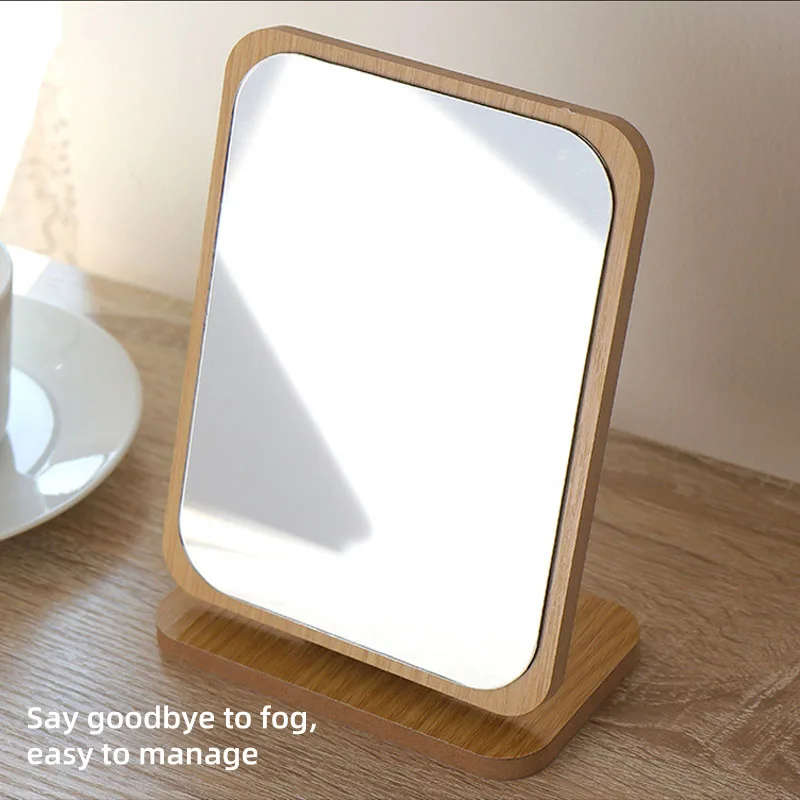 Ou Runzhe desktop makeup mirror dressing table wooden single-sided beauty mirror student dormitory bedroom desktop mirror