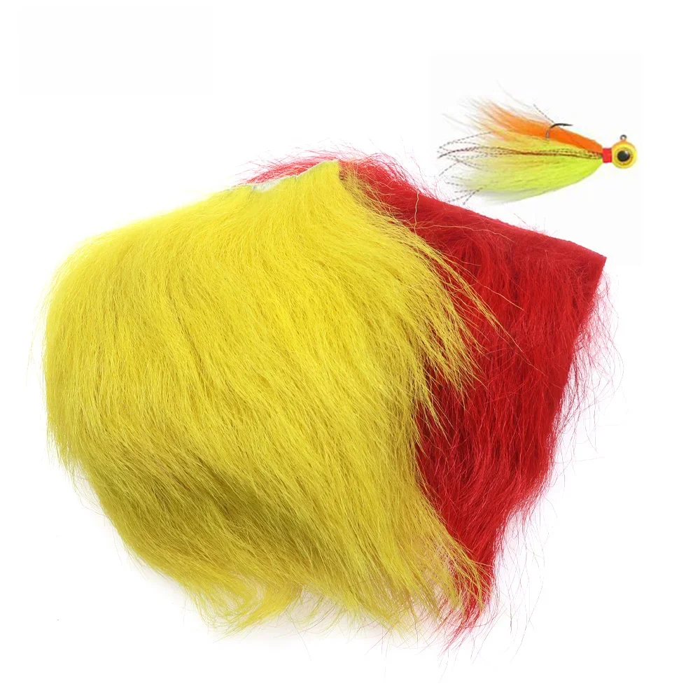Bimoo 1PC 6*6CM chèvre attachant fourrure Patch pour Parachute mouche Mini mouton cheveux pour attacher Jig leurre appât banderoles Chartreuse Orange